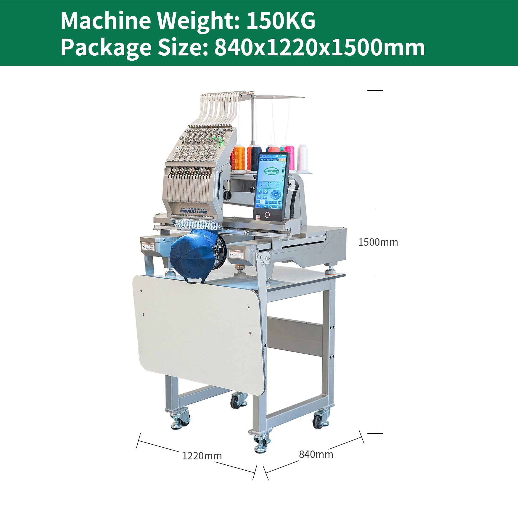 MYADDTIME 15-Needle Commercial Embroidery Machine for Hats & Apparel